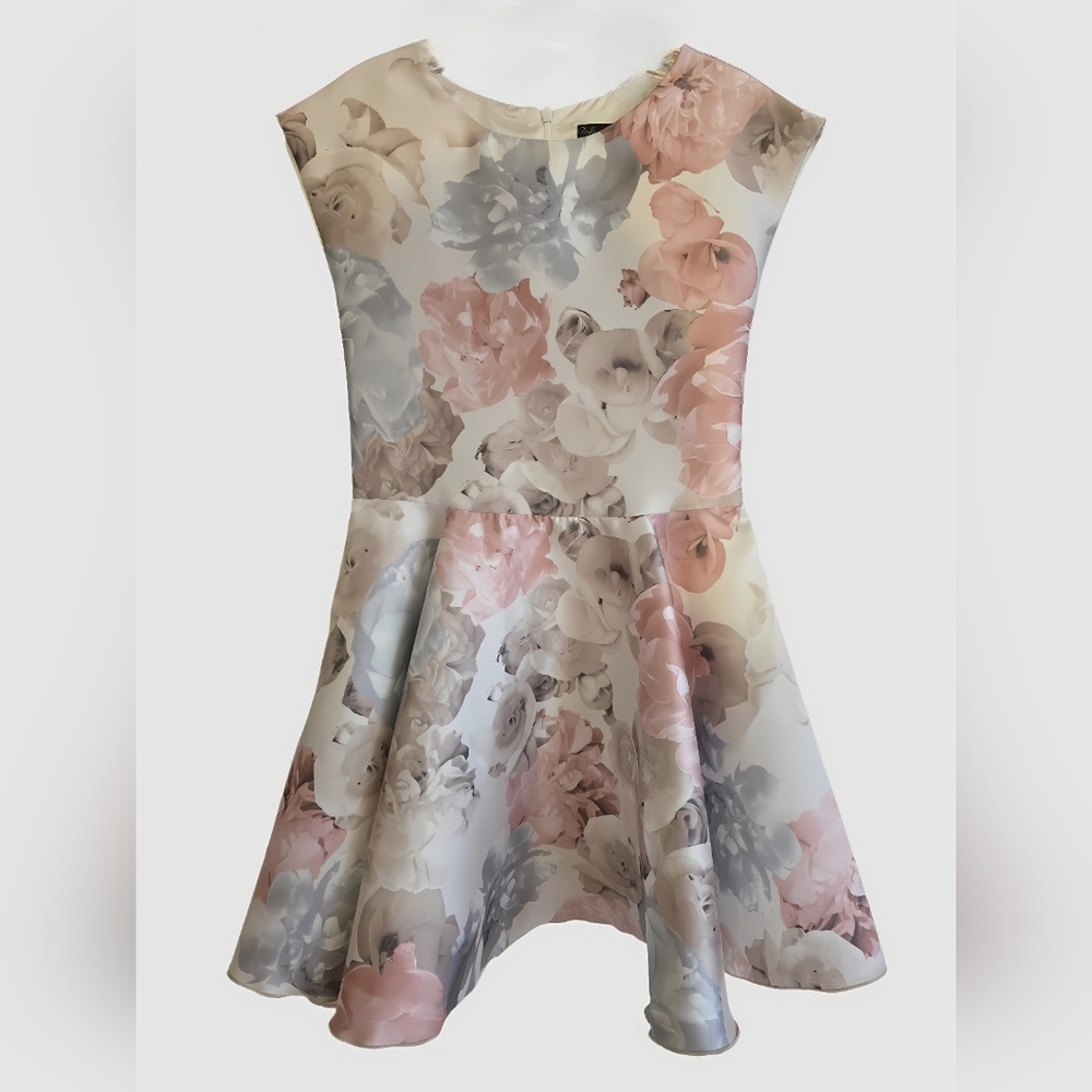 Charming Floral Kids Dress in Pink and Gray